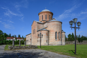 The Pitsunda Dome Cathedral is the largest early medieval temple in Abkhazia on a sunny summer day....