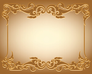 Thai gold art frame border with light design
