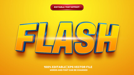 flash hero editable text effect for cartoon comic game title style template on yellow background