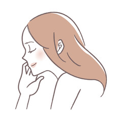 ナチュラルな大人の女性の横顔イラスト