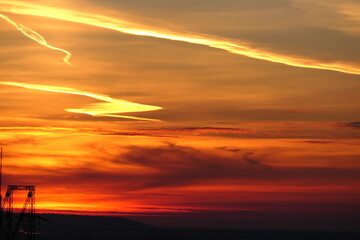 Beautiful, unusual sunset in the sky. Red Horizon
