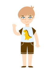 Obraz premium Cute cartoon school boy isolated on white background