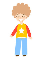 Cute cartoon school boy isolated on white background