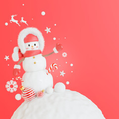 snow man with merry christmas concept for your product display