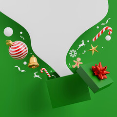 Naklejka premium christmas gift bounce off gift box with merry christmas concept