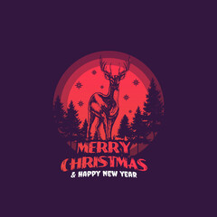 deer christmas mascot logo vector