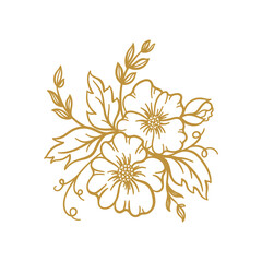 Flower Garland Bouquet. Vintage Floral Frame Corner. Vector illustration