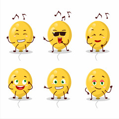 An image of yellow balloons dancer cartoon character enjoying the music