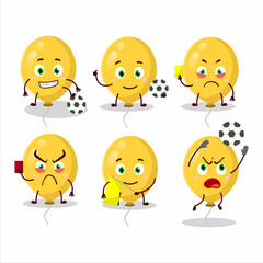 Yellow balloons cartoon character working as a Football referee