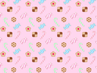 お菓子のシームレス背景素材
