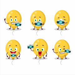 Photographer profession emoticon with yellow balloons cartoon character
