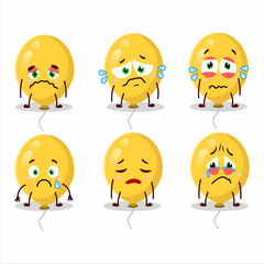 Yellow balloons cartoon character with sad expression