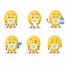A picture of yellow balloons cartoon design style keep staying healthy during a pandemic