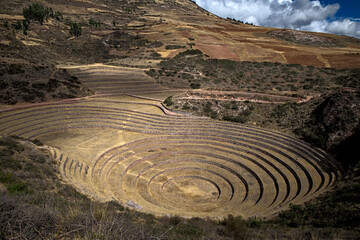 Inca sacred valley farming laboratory Moray where ancient andean people cultivated thousands of...