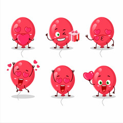 Red balloons cartoon character with love cute emoticon