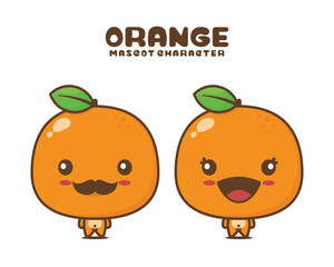 orange cartoon mascot, fruit vector illustration
