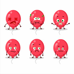Red balloons cartoon character with nope expression
