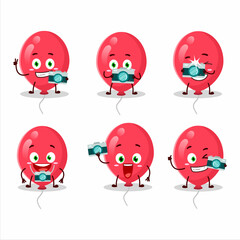 Photographer profession emoticon with red balloons cartoon character