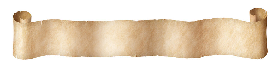 Horizontal narrow old paper fantasy style scroll isolated