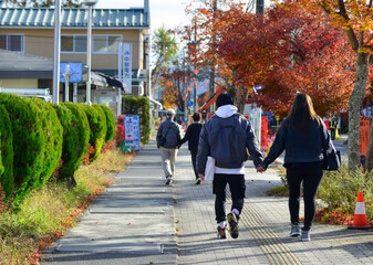 Scene of street at autumn in Karuizawa, Japan