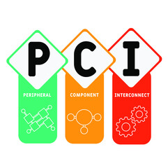PCI - Peripheral Component Interconnect acronym. business concept background. Vector illustration for website banner, marketing materials, business presentation, online advertising
