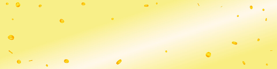 Chinese yuan coins falling. Cute scattered CNY coins. China money. Radiant jackpot, wealth or success concept. Vector illustration.