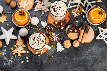 Christmas table setting with sweet treats.