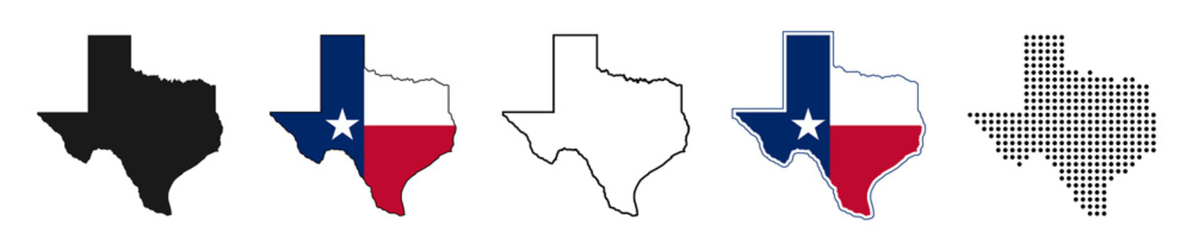 Texas map icon set. Texas map symbol isolated on white background.