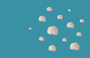 white clouds on a blue background, creative minimalism with free space for text