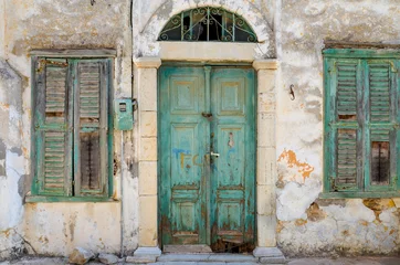 Door stickers Old door old wooden door in Greece