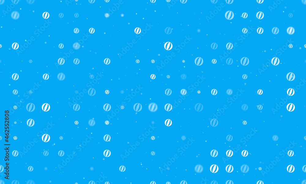 Poster seamless background pattern of evenly spaced white beach ball symbols of different sizes and opacity