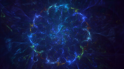 3D rendering abstract multicolor fractal light background