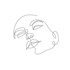 Woman Face Line Art Drawing. Abstract Female Head One Line Drawing for Wall Art, Fashion Prints, Posters. Art Sketch Print, Black And White Single Line Art, Feminine Poster. Vector EPS 10