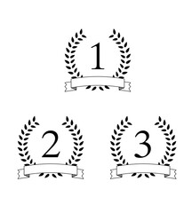 Outline simple laurel wreaths label with ribbon vector design.