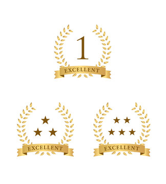 Laurel wreaths stars label with ribbon vector design.