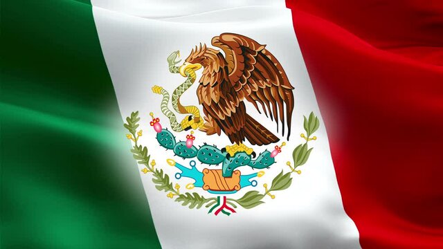 Mexico flag. Realistic Mexican Flag background video waving in wind. Mexicanos Mexico Flag Looping Closeup 1080p Full HD 1920X1080 footage. Mexico Central American country flags. Mexico Mexican Flag
