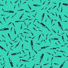 Black Soldering iron icon isolated seamless pattern on green background. Vector