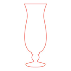Neon coctail glass red color vector illustration flat style image