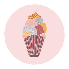 colored cupcake with cream.