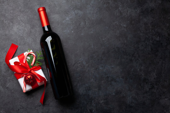 Christmas gift and wine