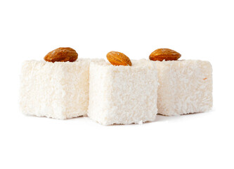 Turkish delight dessert isolated on white background