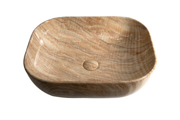 sink bowl made of natural stone beige color, marble, sanitary ware isolated on white background 