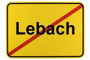 Illustration eines Stadtausgangsschildes der Stadt Lebach