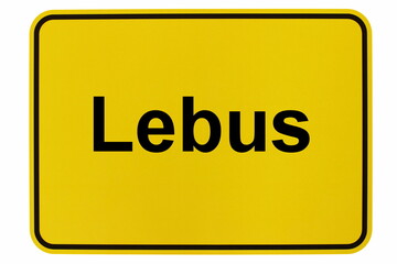 Illustration eines Stadteingangsschildes der Stadt Lebus