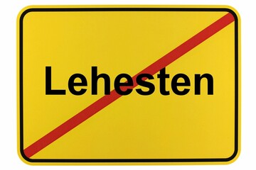 Illustration eines Stadtausgangsschildes der Stadt Lehesten