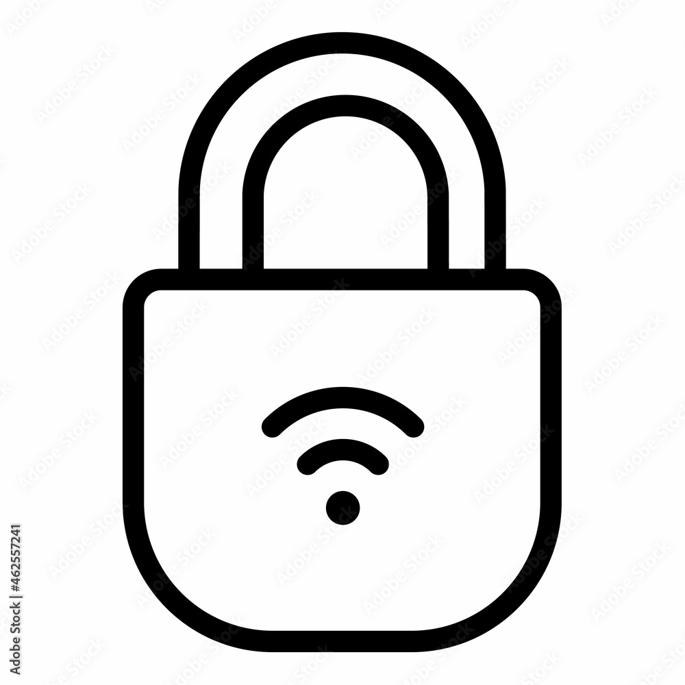 Poster padlock security wireless iot single isolated icon with outline style