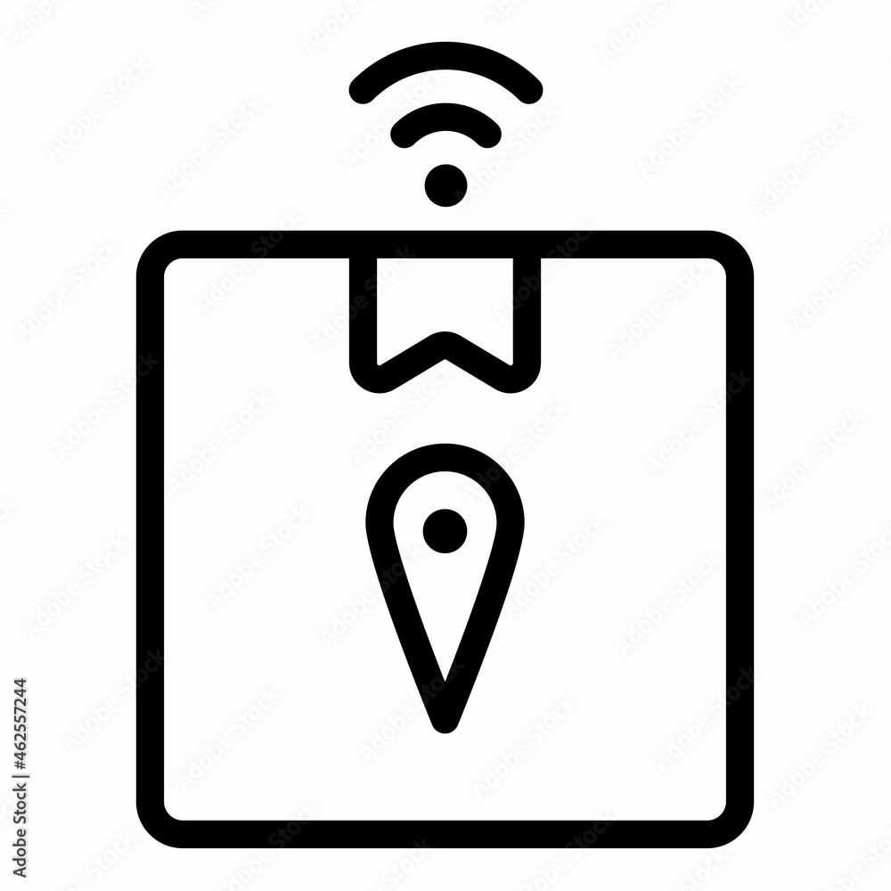 Poster smart package delivery box single isolated icon with outline style