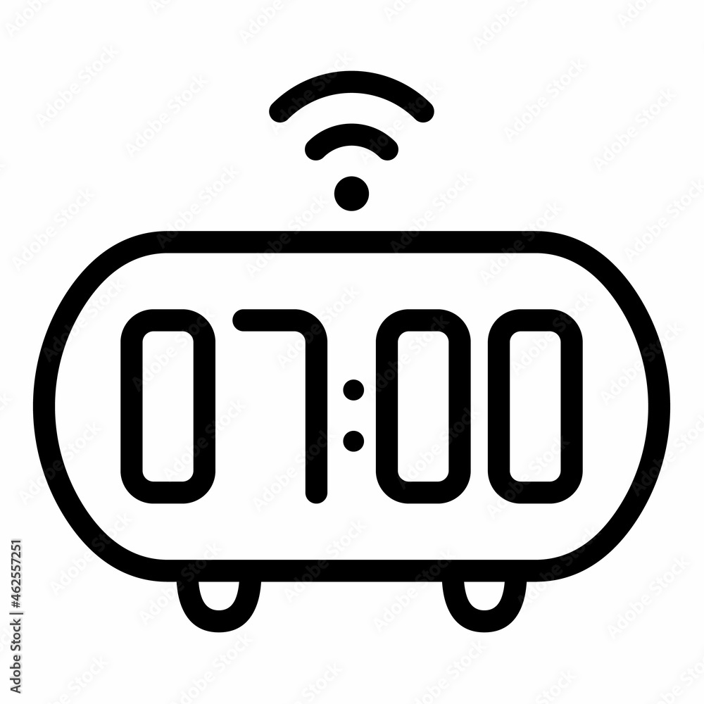 Poster smart clock alarm digital single isolated icon with outline style