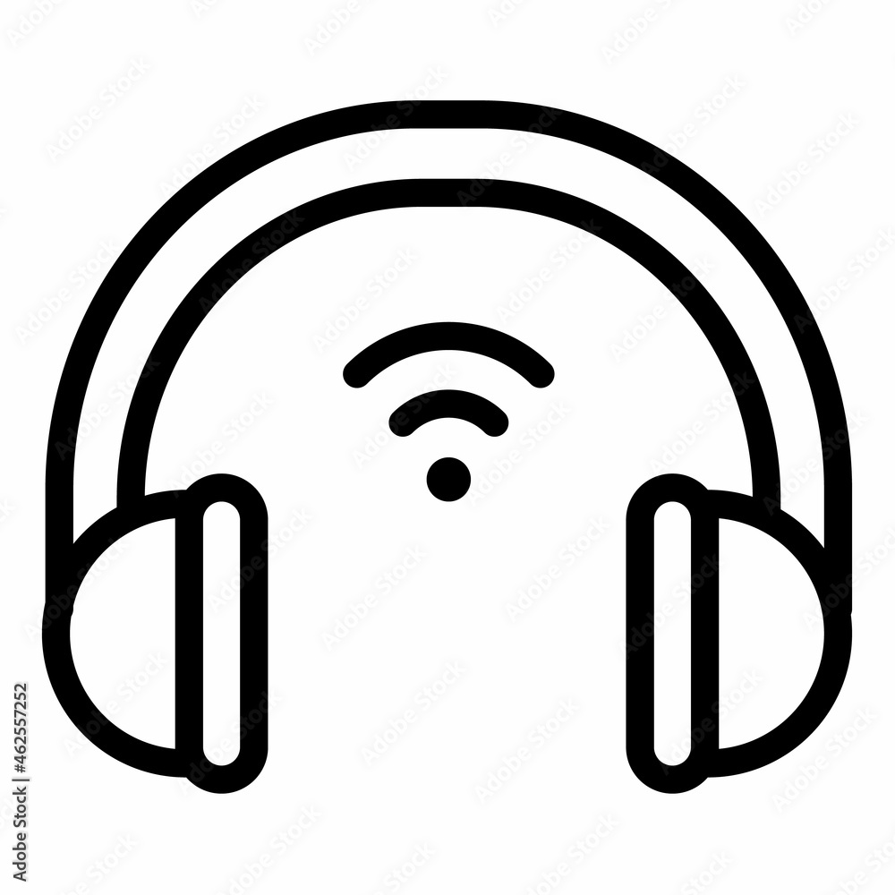 Poster headphone wireless wifi iot single isolated icon with outline style