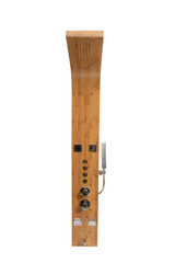 Shower panel with a mixer for a bath under a tree on a white background 